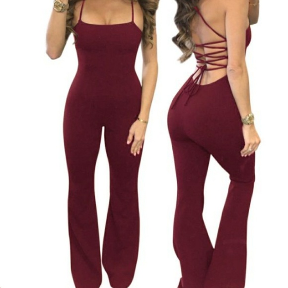 Golden Goddess Wear Pants - Sling Bandage Back Maxi Sexy One Piece Jumpsuit